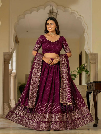 Lehenga Mart Wine Designer Wedding Wear Lehenga Choli