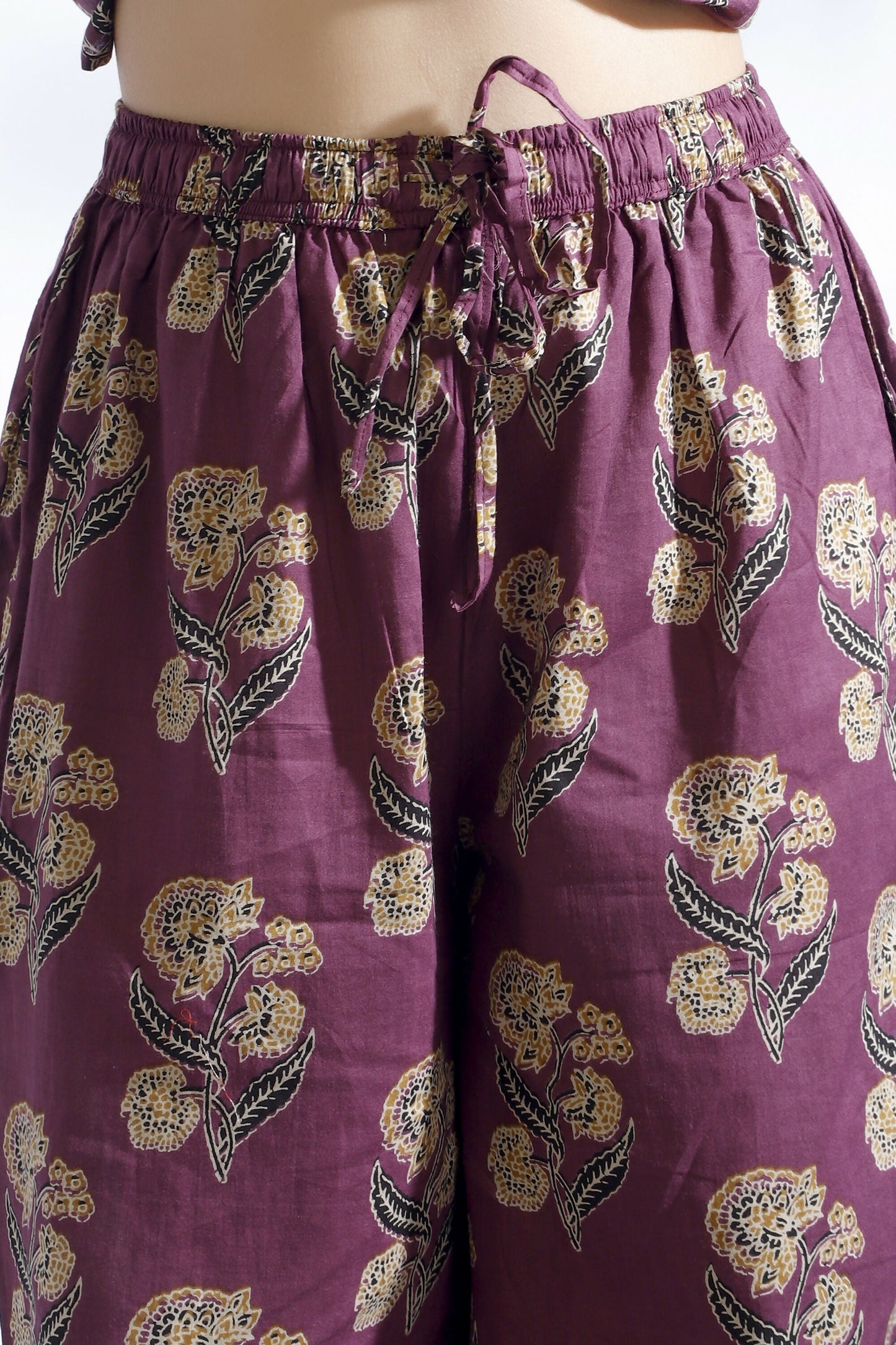 Breathables Wine Butta Cotton Co-Ord Set  Kurta With Straight Pants