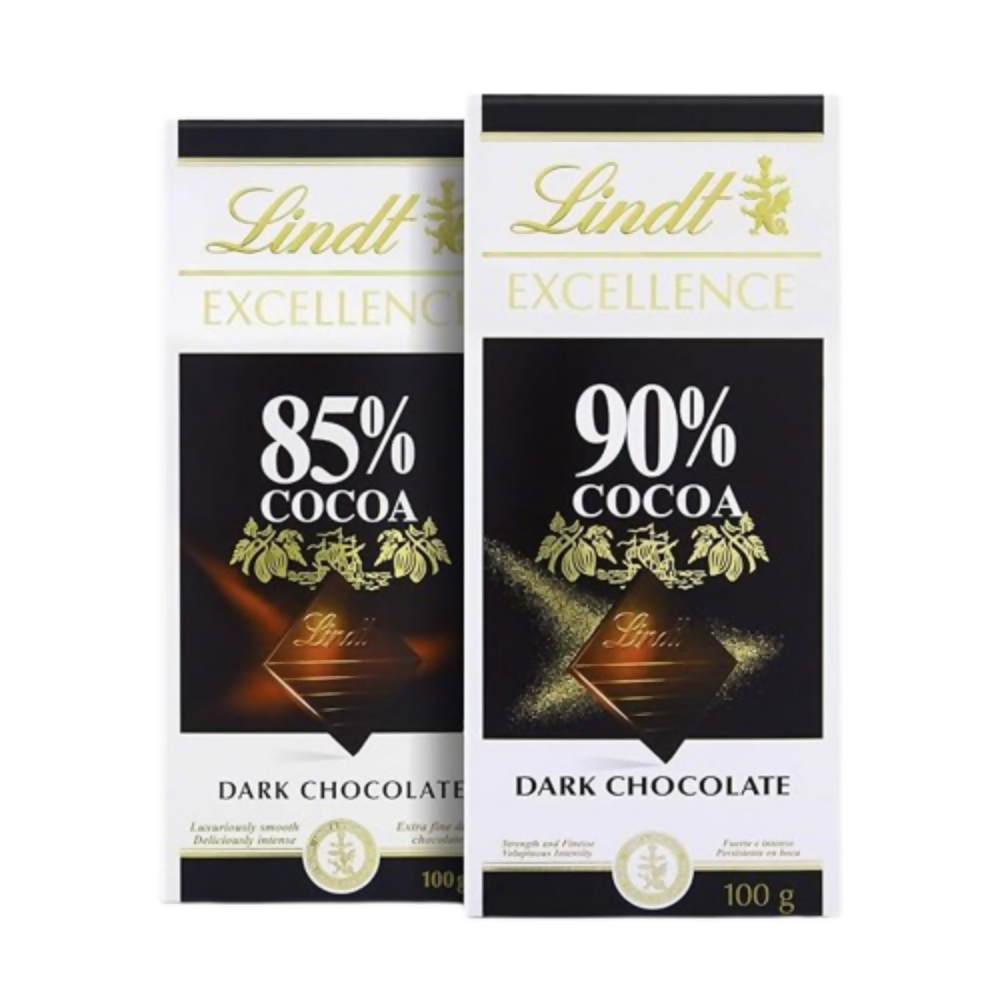 Lindt Excellence Dark 85% Cocoa Chocolate Bar and Lindt Excellence Dark 90% Cocoa Chocolate Bar