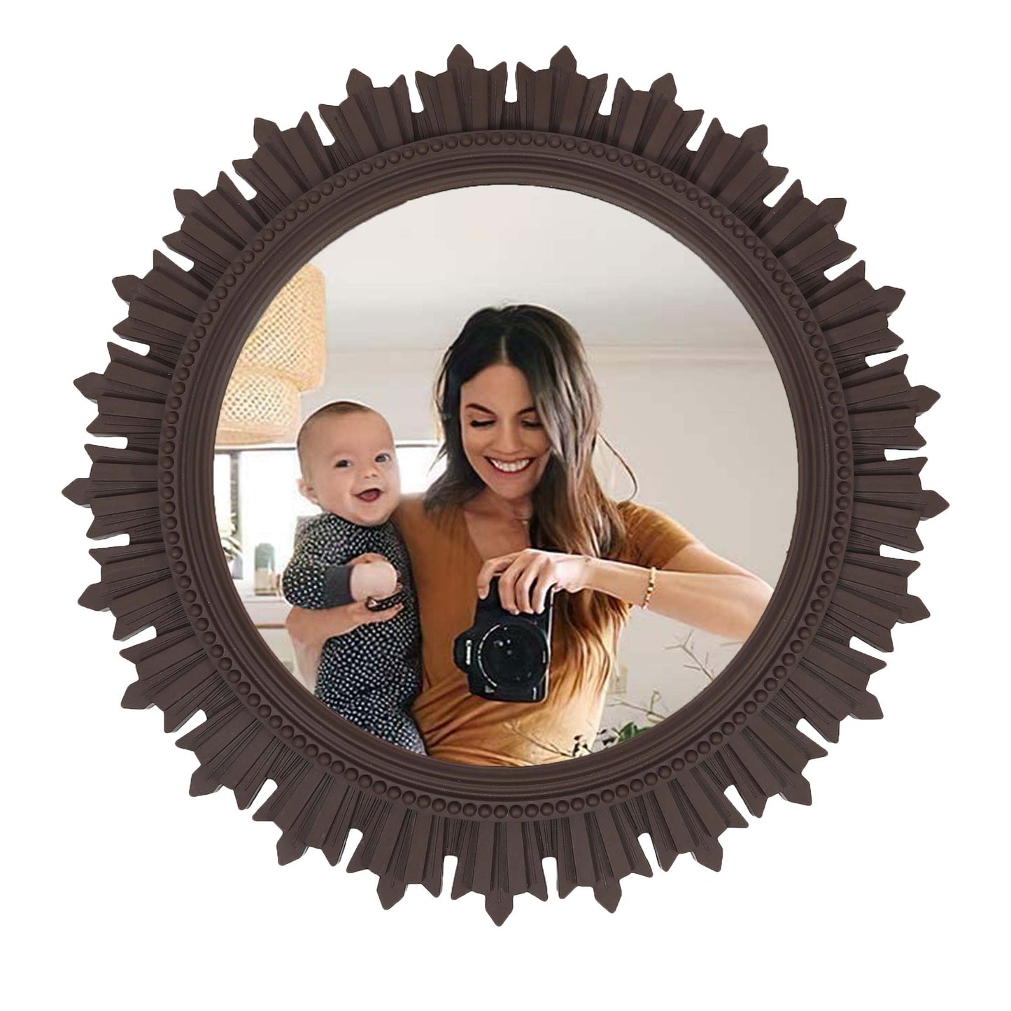 EFINITO Sunburst Wall Mirror, Decorative Framed Mirror for Bathroom, Bedroom, Living Room & Vanity (17 Inch)