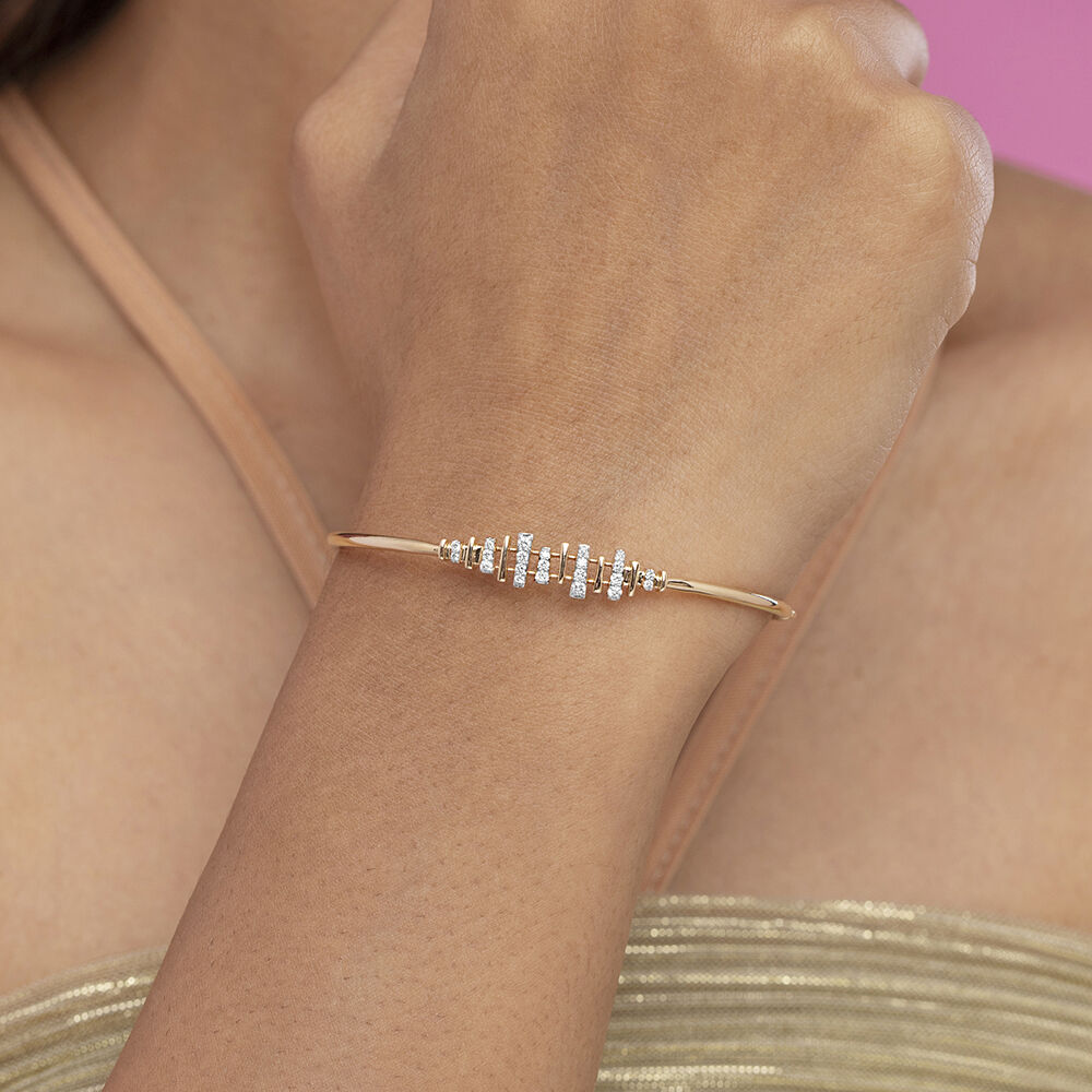 Luminous Connect Gold & Diamond Bangle in 14K Yellow and White Gold, 0.252 ct