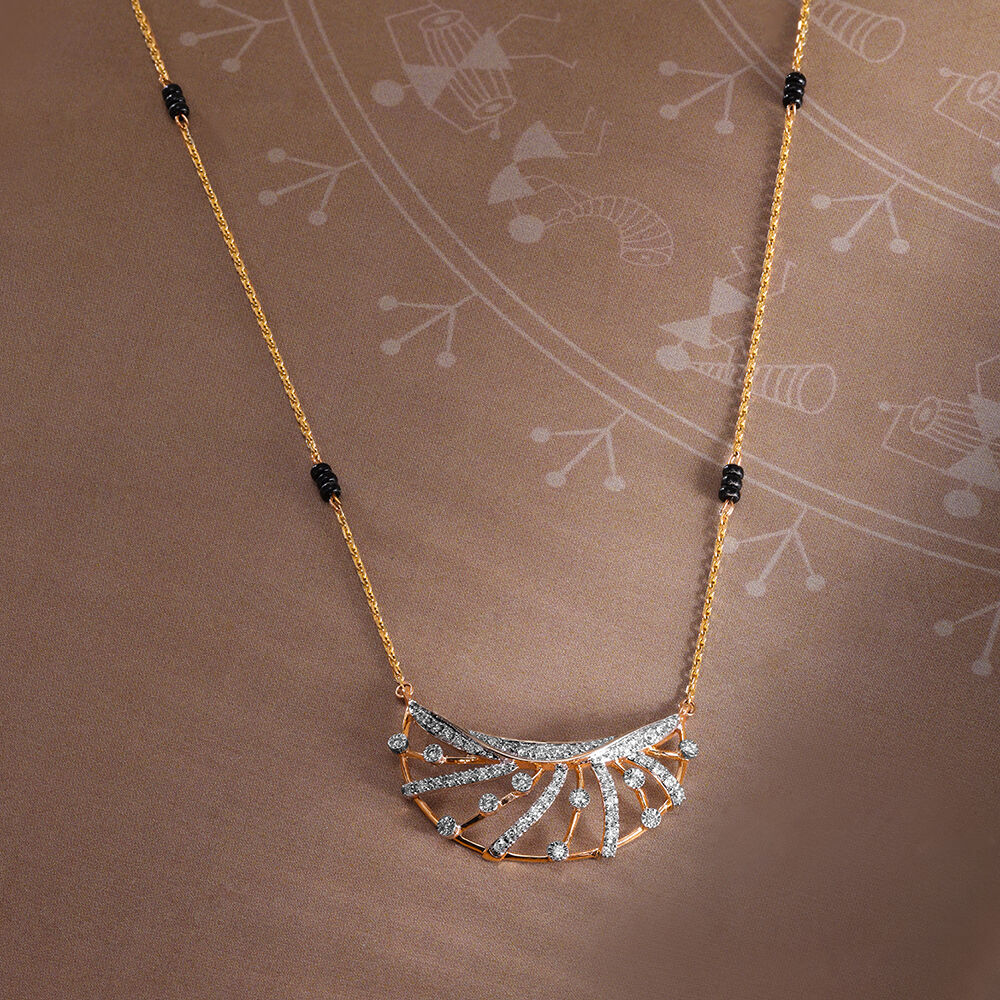 Glowing Eternity 14 Kt Gold and Diamond Mangalsutra in 14K Yellow Gold, 0.282 ct