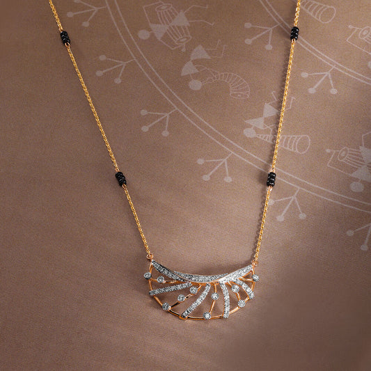 Glowing Eternity 14 Kt Gold and Diamond Mangalsutra in 14K Yellow Gold, 0.282 ct