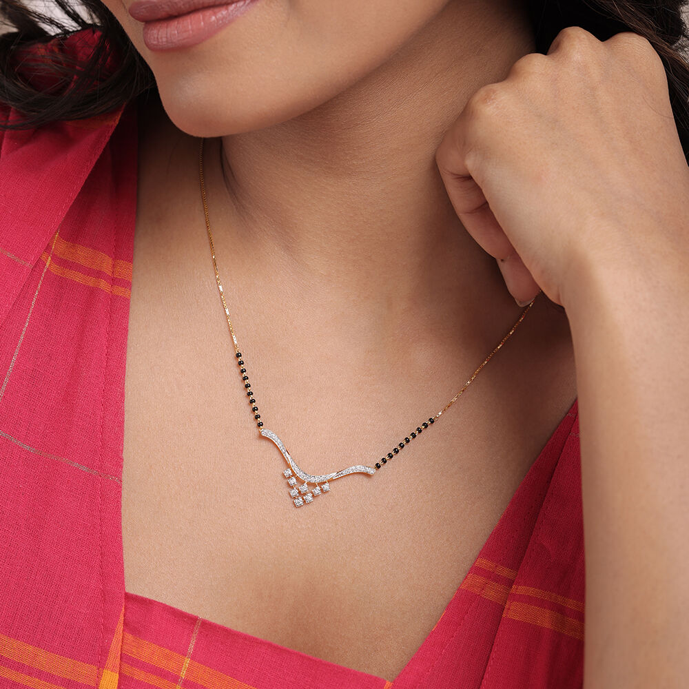 Lustrous Vows 18 Kt Gold and Diamond Mangalsutra in 18K Yellow Gold, 0.296 ct