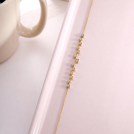Playful Orbit Diamond Bracelet in 14K Yellow and White Gold, 0.164 ct