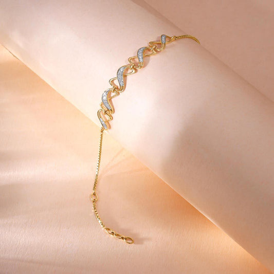 Radiant Crisscross Diamond Bracelet in 14K Yellow Gold, 0.17 ct