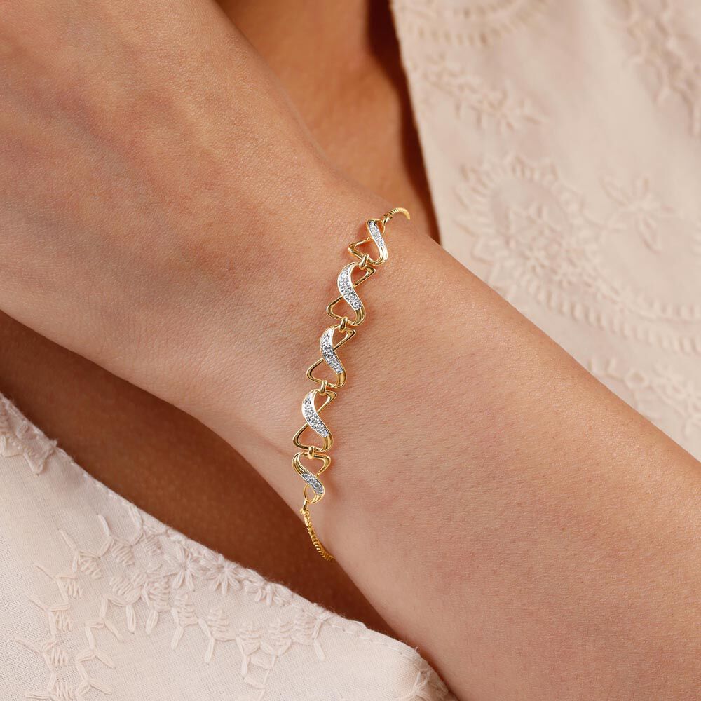 Radiant Crisscross Diamond Bracelet in 14K Yellow Gold, 0.17 ct