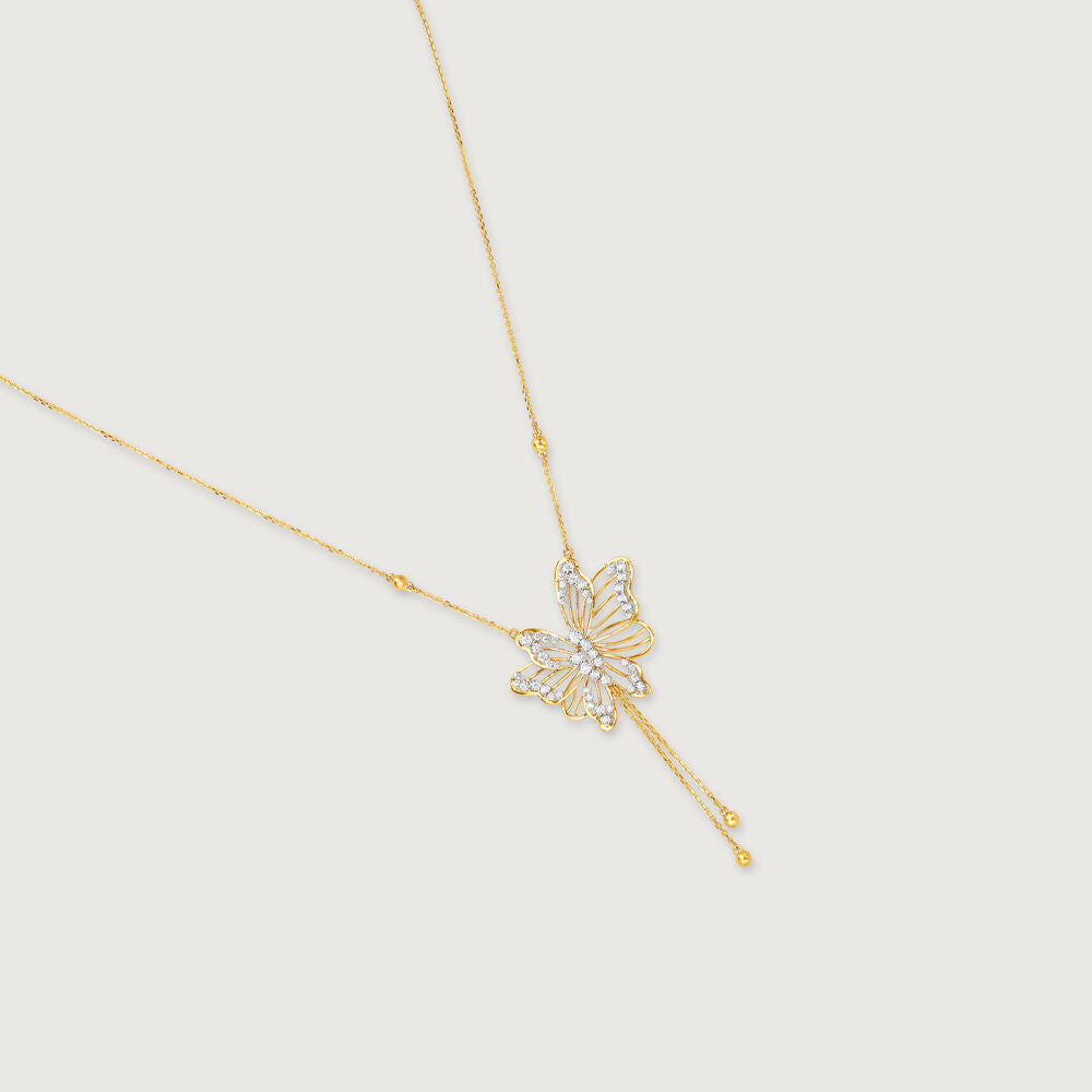Butterfly Whispers Diamond Necklace in 14K Yellow Gold, 0.439 ct