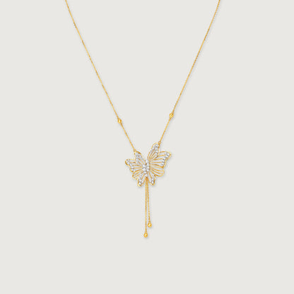 Butterfly Whispers Diamond Necklace in 14K Yellow Gold, 0.439 ct