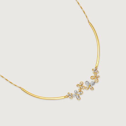 Butterfly Garden Diamond Necklace in 14K Yellow Gold, 0.303 ct