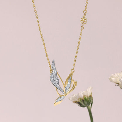 Enchanted Butterfly Diamond Necklace in 14K Yellow Gold, 0.171 ct