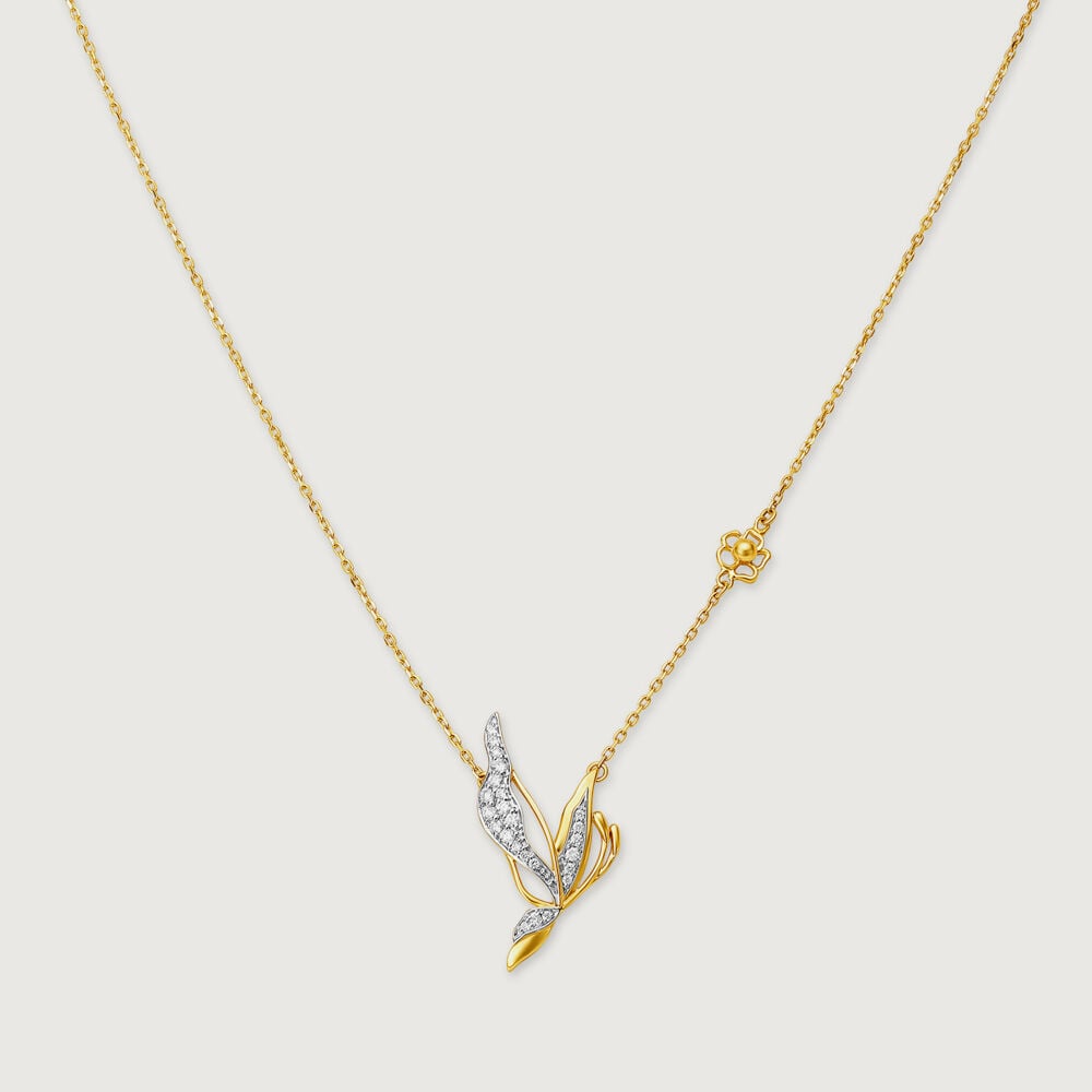 Enchanted Butterfly Diamond Necklace in 14K Yellow Gold, 0.171 ct
