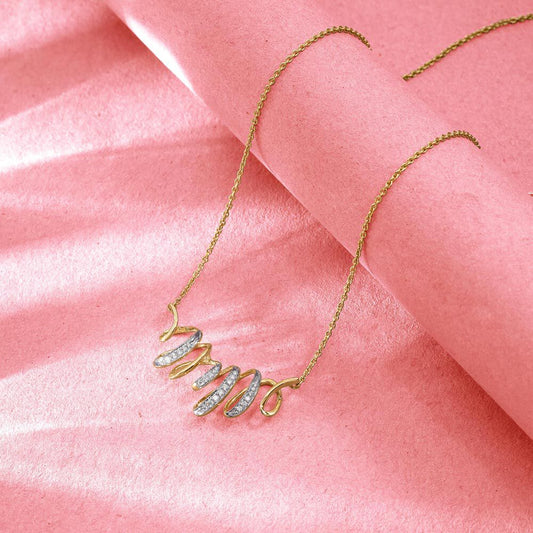 Graceful Flow Diamond Necklace in 14K Yellow Gold, 0.161 ct