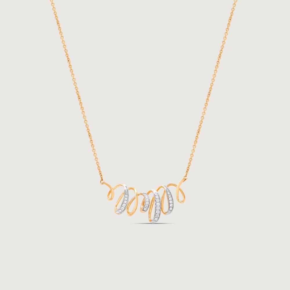 Graceful Flow Diamond Necklace in 14K Yellow Gold, 0.161 ct