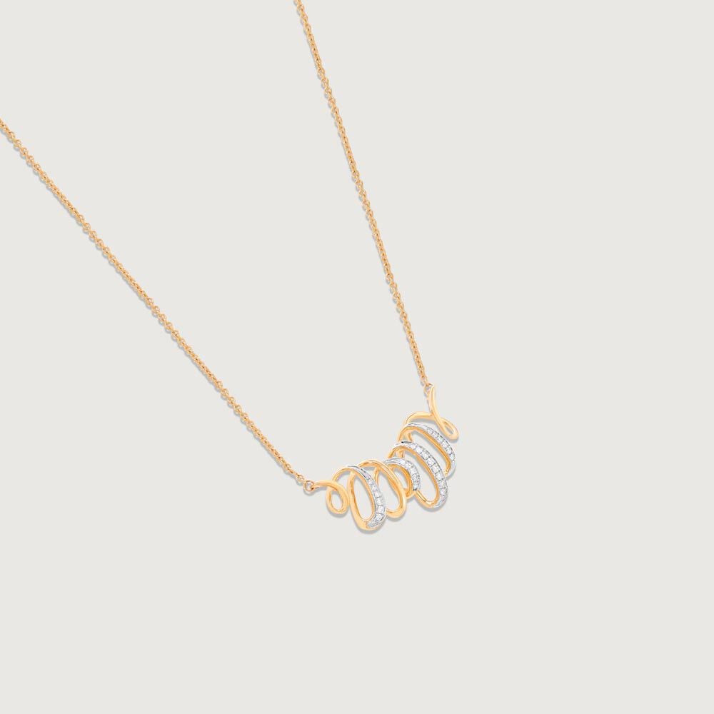Graceful Flow Diamond Necklace in 14K Yellow Gold, 0.161 ct