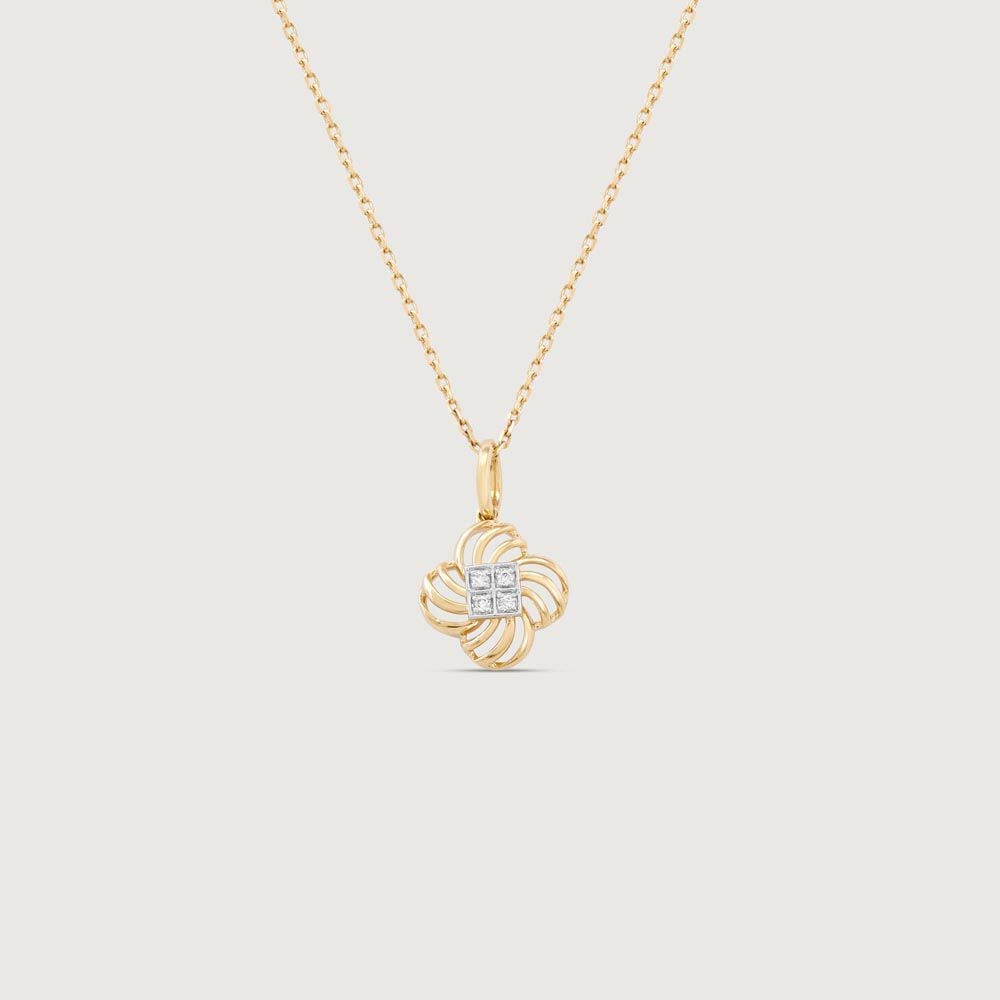 Twirling Grace Diamond Pendant in 14K Yellow Gold, 0.029 ct