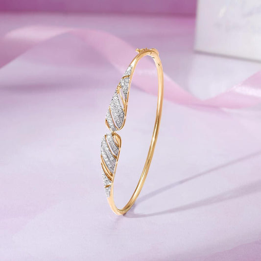 Graceful Drift Diamond Bangle in 14K Yellow and White Gold, 0.408 ct