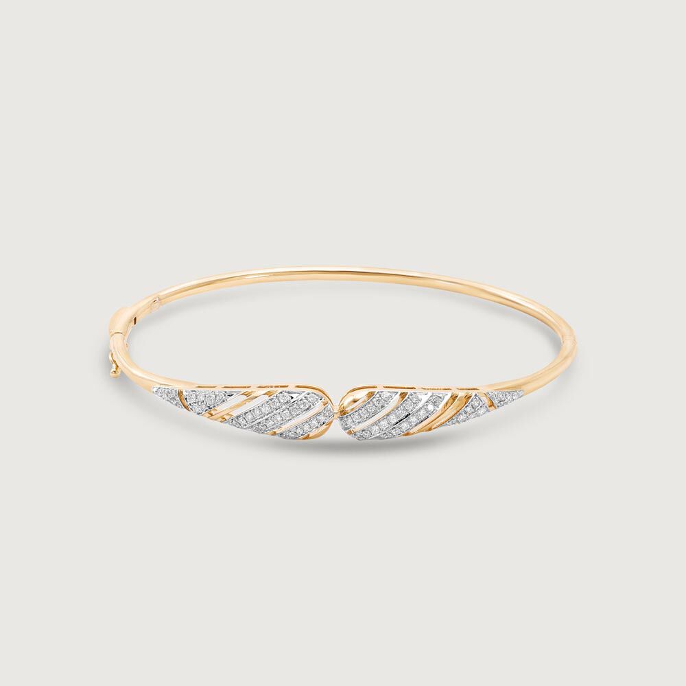 Graceful Drift Diamond Bangle in 14K Yellow and White Gold, 0.408 ct
