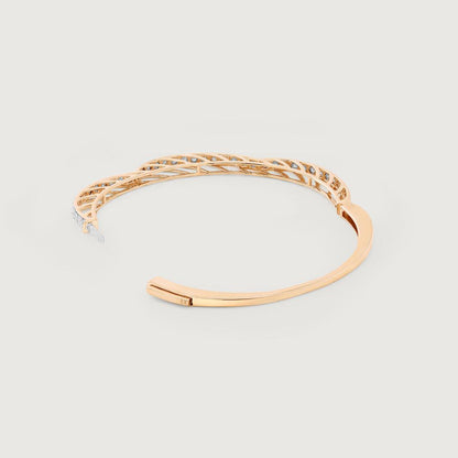 Sparkle Arch Diamond Bangle in 14K Yellow and White Gold, 0.35 ct