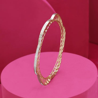 Shining Arch Diamond Bangle in 14K Yellow and White Gold, 0.63 ct