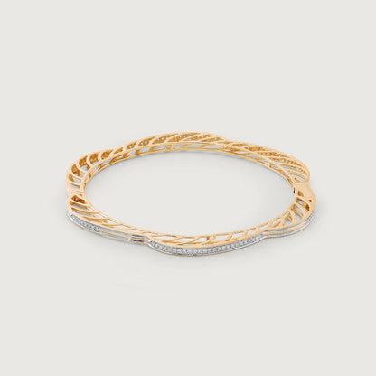 Shining Arch Diamond Bangle in 14K Yellow and White Gold, 0.63 ct
