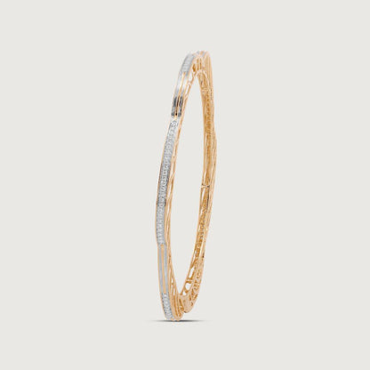 Shining Arch Diamond Bangle in 14K Yellow and White Gold, 0.63 ct