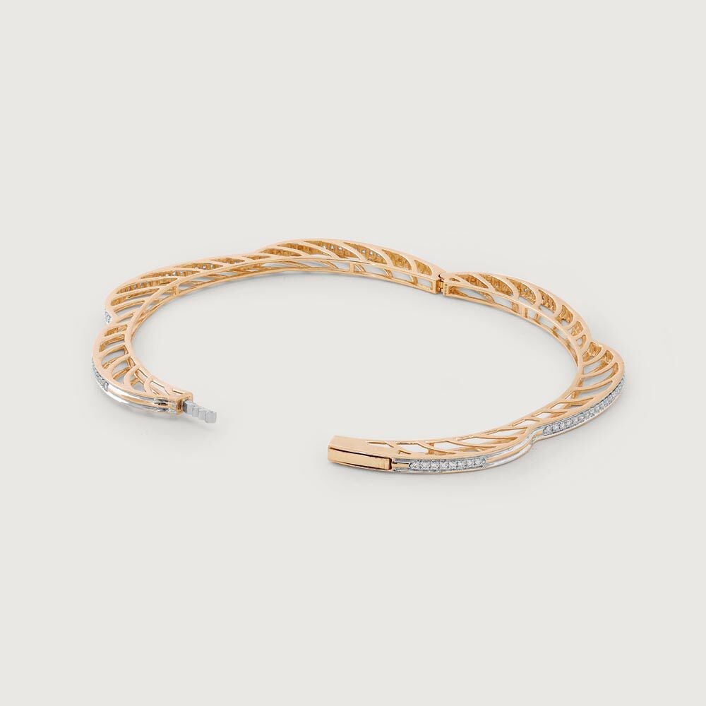 Shining Arch Diamond Bangle in 14K Yellow and White Gold, 0.63 ct