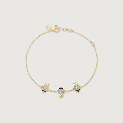 Bee Bold Diamond Bracelet in 9K Yellow and White Gold, 0.064 ct