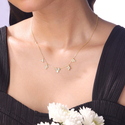 Honeycomb Harmony Diamond Necklace in 14K Yellow and White Gold, 0.114 ct