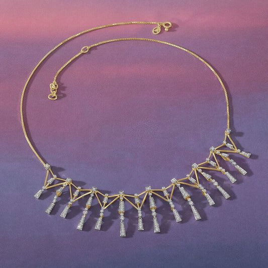Horizon Spire Diamond Necklace in 14K Yellow Gold, 1.062 ct