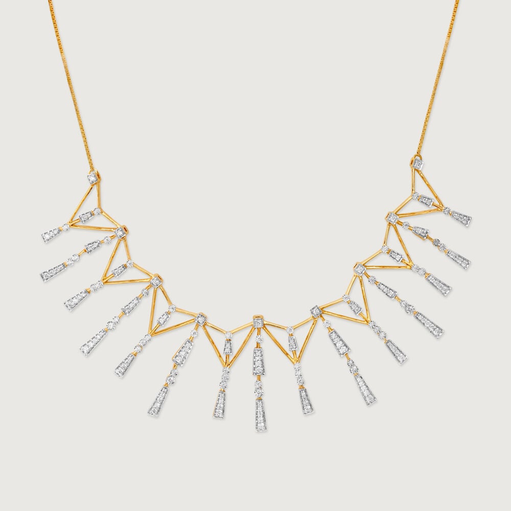 Horizon Spire Diamond Necklace in 14K Yellow Gold, 1.062 ct