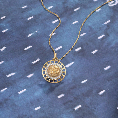 Divine Sun Radiance Diamond Pendant in 9K Yellow Gold, 0.126 ct