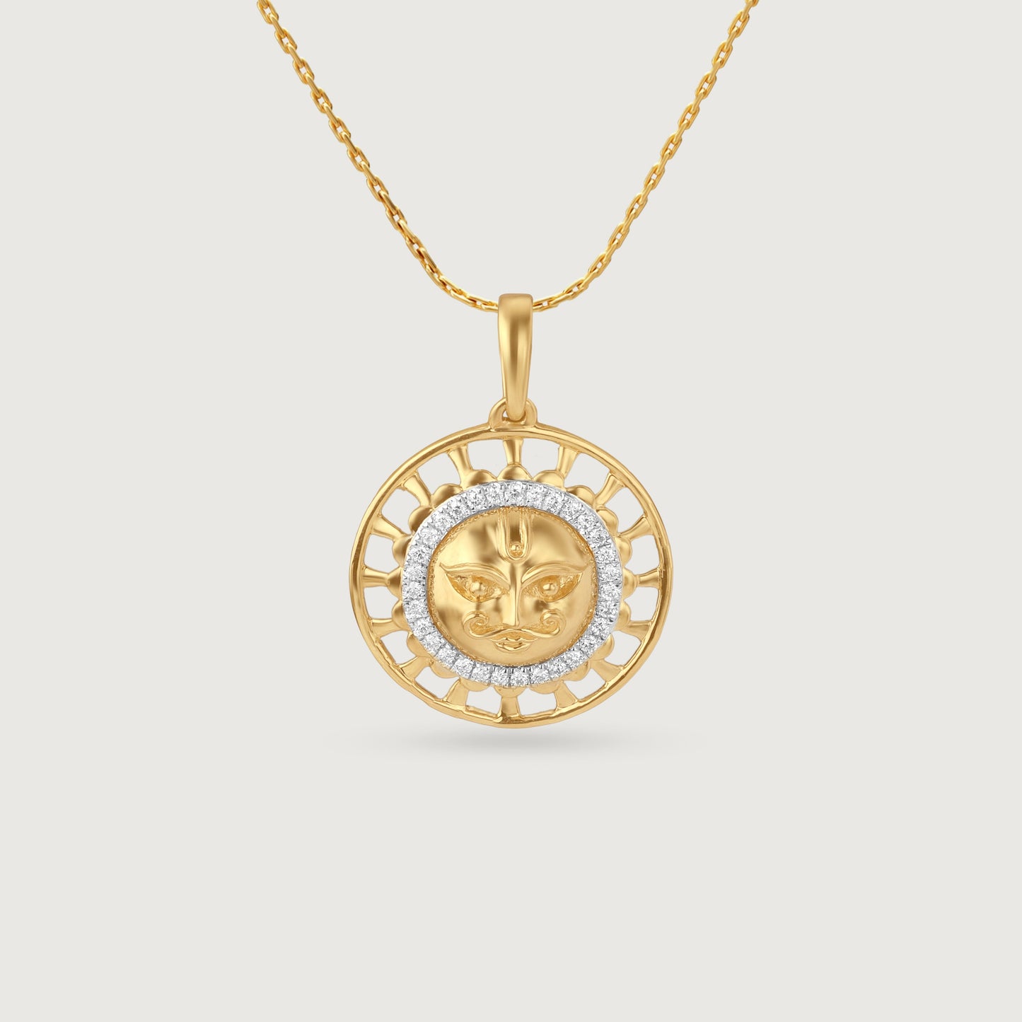 Divine Sun Radiance Diamond Pendant in 9K Yellow Gold, 0.126 ct
