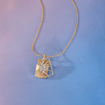 Solar Edge Diamond Pendant in 9K Yellow Gold, 0.082 ct