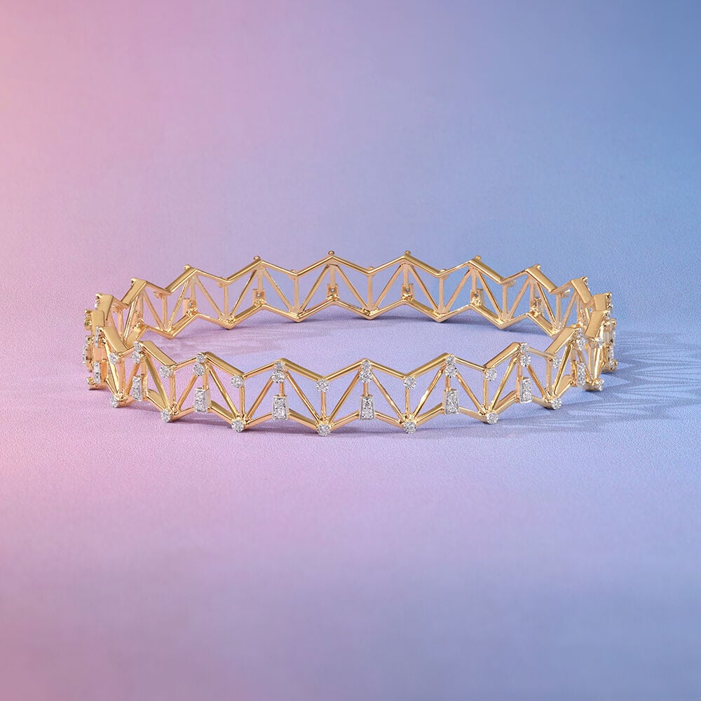 Radiant Lattice Diamond Bangle in 14K Yellow Gold, 0.493 ct