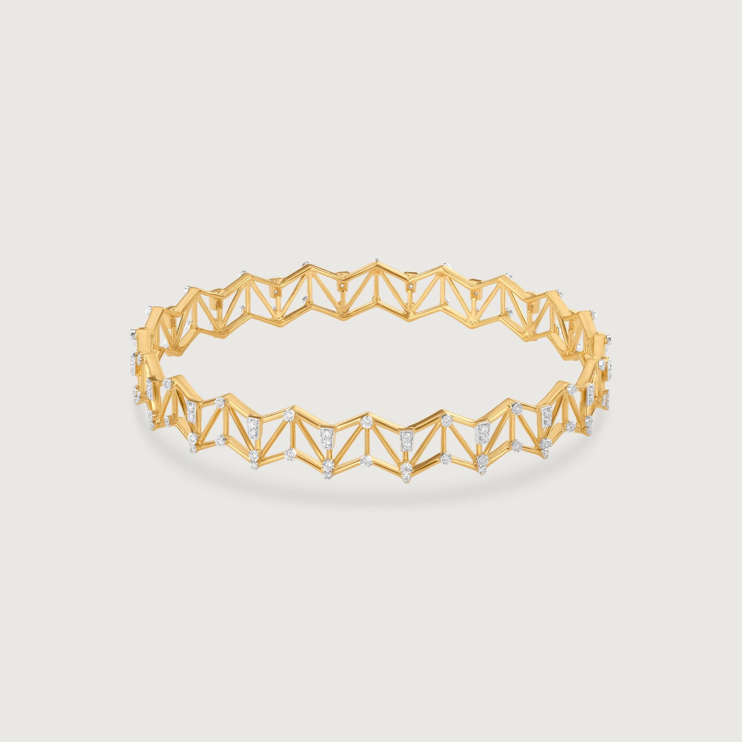 Radiant Lattice Diamond Bangle in 14K Yellow Gold, 0.493 ct