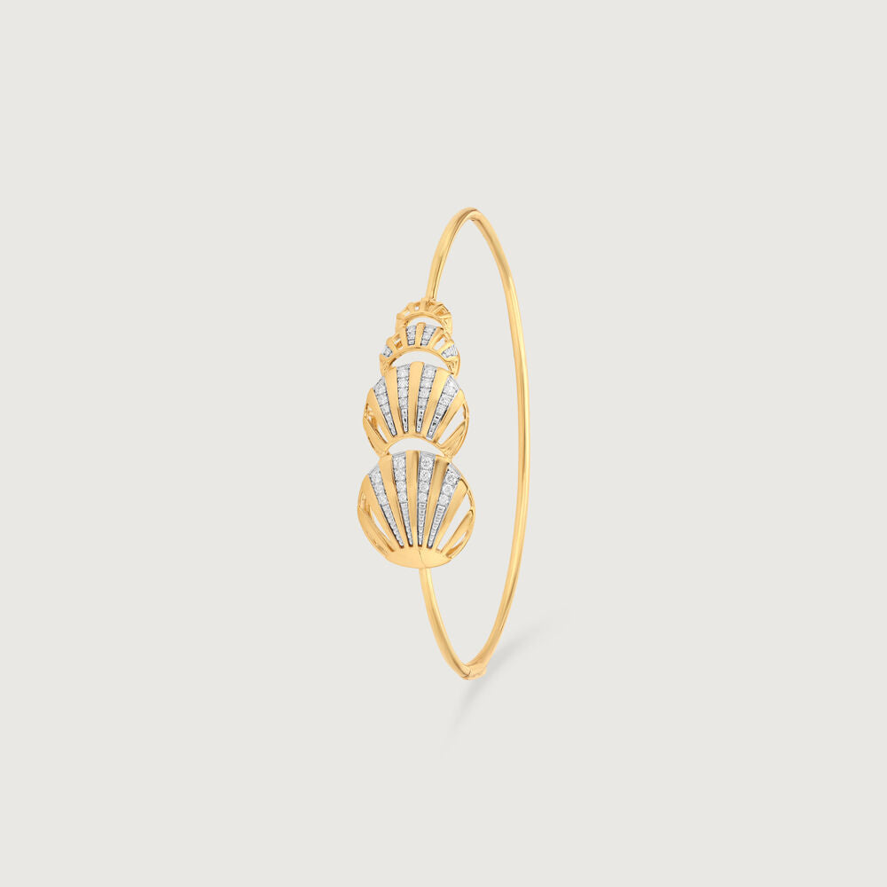 Radiant Shell Diamond Bangle in 14K Yellow Gold, 0.255 ct