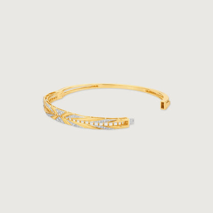Sunflare Crisscross Diamond Bangle in 14K Yellow Gold, 0.378 ct