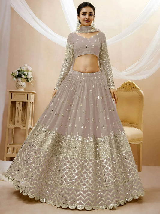 Tulsi Art Magnetic Grey Zari Work Georgette Reception Wear Lehenga Choli