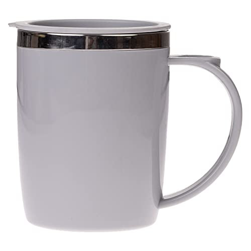 Insulated Coffee Mug with Sliding Lid - Stainless Steel Double Wall - 400 ML - Grey