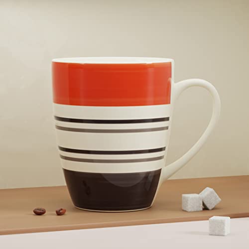 Coffee Mug Set - Orange Ring - Microwave Safe Ceramic - 280 ml