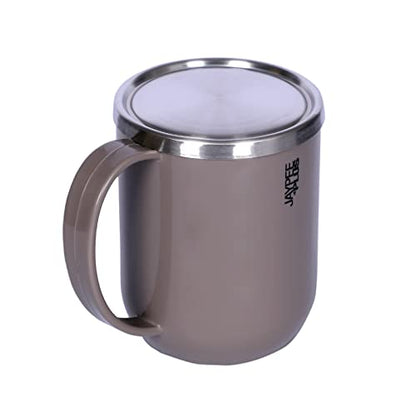 Coffee Mug with Steel Lid - Light Grey - 400ml - Food Grade Stainless Steel
