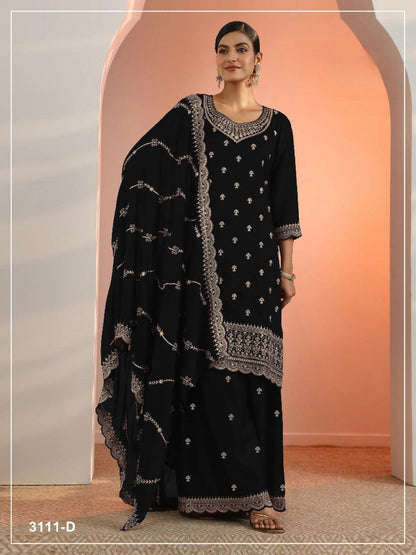 Anaita Black Faux Georgette Suit With Embroidery Work