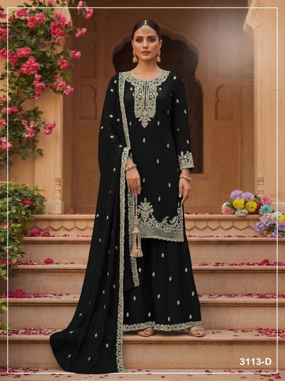 Anaita Black Faux Georgette Suit With Embroidery & Sequence Work