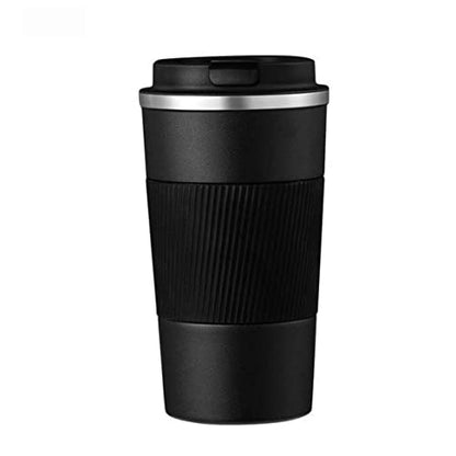 Insulated Coffee Mug with Leakproof Lid, Stainless Steel, Black, 510ml