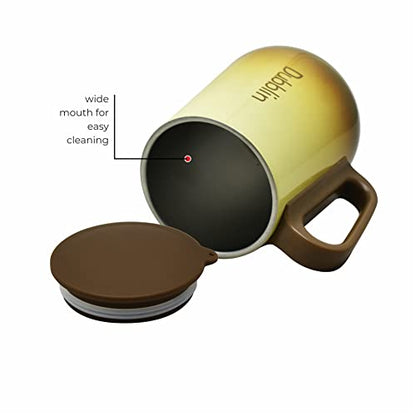 Coffee Mug Double Wall Insulated 304 Stainless Steel Brown 270 ML with Handle and Lid