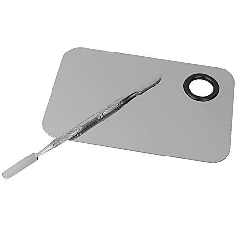 Shiny Makeup Palette with Spatula, 100g, Square Silver