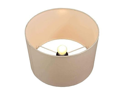 Floor Lamp with Drum Shade in Solid Wood & Natural Wood - 12 x 12 x 50 Inch - Beige