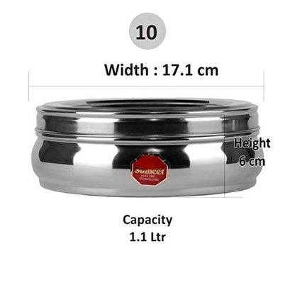 Sumeet Stainless Steel Belly Shape Masala (Spice) Box/Dabba/Organiser With See Through Lid With 7 Containers And Small Spoon (Small), Beige