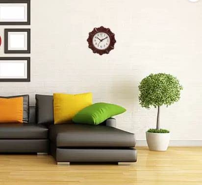 Kadio Analog Wall Clock 24.5 cm Maroon Plastic Quartz